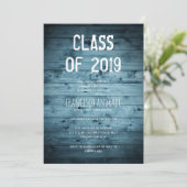 Boy High School Graduation Party 2019 Rustiek Blau Kaart (Staand voorkant)