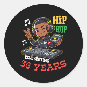 Boy Hip Hop viert 36 jaar oude gelukkige verjaarda Ronde Sticker