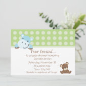 Boy Hippo Baby shower Invitation Kaart (Staand voorkant)