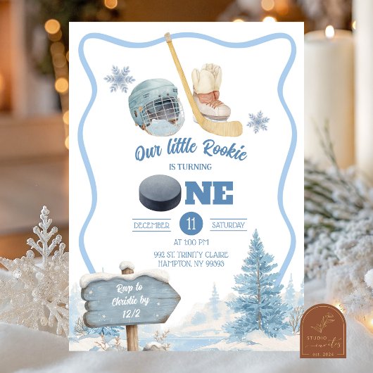 Boy Hockey Birthday Invitation Kaart