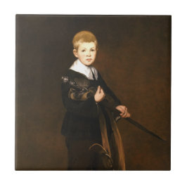 Boy Holding A Sword beroemd gemaakt door Edouard M Tegeltje