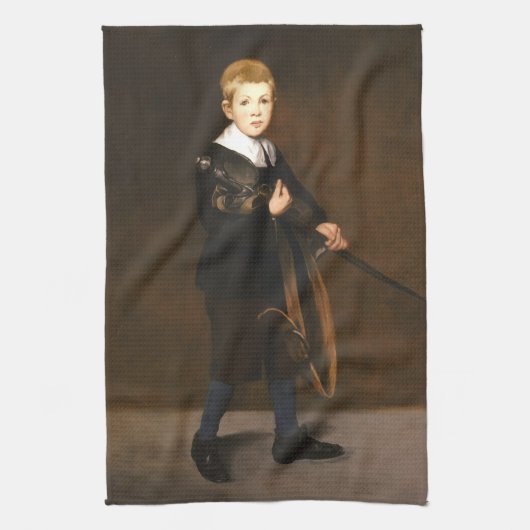 Boy Holding A Sword beroemd gemaakt door Edouard M Theedoek (Verticaal)