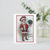 Boy Holding een Bushel van Holly Briefkaart (Staand voorkant)