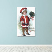 Boy Holding een Bushel van Holly Canvas Afdruk (Insitu (Houten vloer))