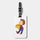 Boy Holding Golden Trophy Award winnaar Bagagelabel (Voorkant verticaal)