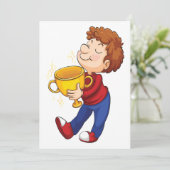 Boy Holding Golden Trophy Award winnaar Kaart (Staand voorkant)