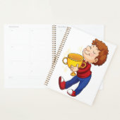 Boy Holding Golden Trophy Award winnaar Planner (Display)