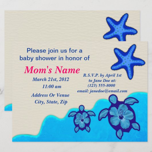 Boy Honu Baby shower Kaart (Voorkant / Achterkant)