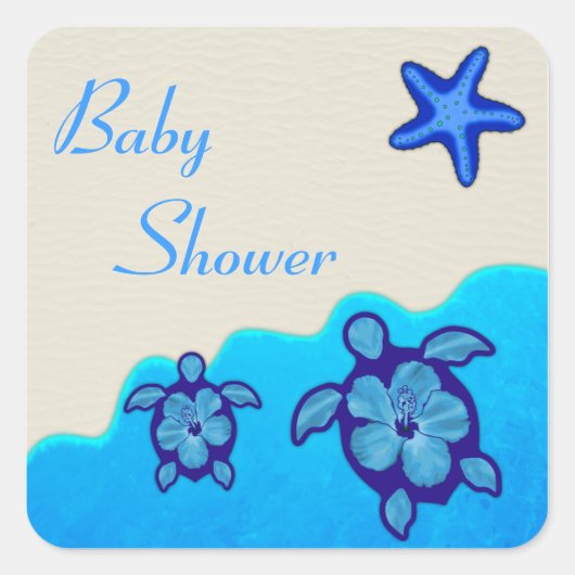 Boy Honu-Baby shower Vierkante Sticker (Voorkant)