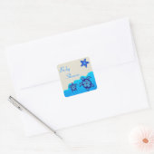 Boy Honu-Baby shower Vierkante Sticker (Envelop)