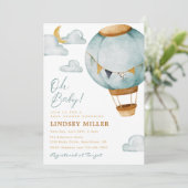 Boy Hot Air ballon Baby Shower-uitvindingen Kaart (Staand voorkant)