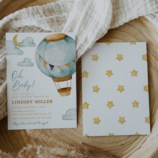 Boy Hot Air ballon Baby Shower-uitvindingen Kaart