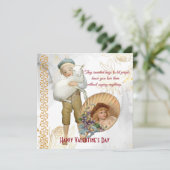 Boy Hugs Sheep Bloemenmeisje  Valentijn Kaart (Staand voorkant)