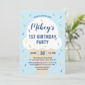 Boy Ice Cream Birthday Party Invitation Kaart (Staand voorkant)