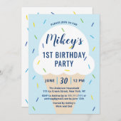 Boy Ice Cream Birthday Party Invitation Kaart (Voorkant / Achterkant)