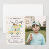 Boy Ice Cream Truck 2e Verjaardag Party Foto Kaart (Voorkant / Achterkant)