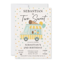 Boy Ice Cream Truck Uitnodiging voor 2e verjaardag