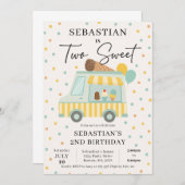 Boy Ice Cream Truck Uitnodiging voor 2e verjaardag (Voorkant / Achterkant)