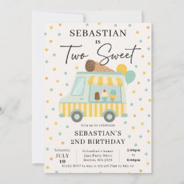Boy Ice Cream Truck Uitnodiging voor 2e verjaardag