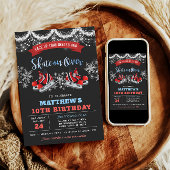 Boy Ice Skating Birthday Invitation Kaart