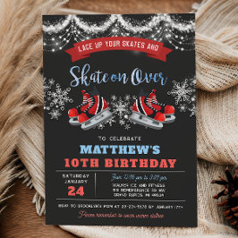 Boy Ice Skating Birthday Invitation Kaart