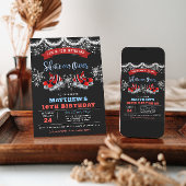 Boy Ice Skating Birthday Invitation Kaart