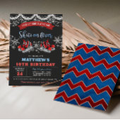 Boy Ice Skating Birthday Invitation Kaart