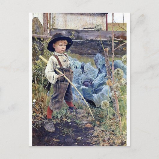 Boy in Cabbage Garden painting Briefkaart (Voorkant)