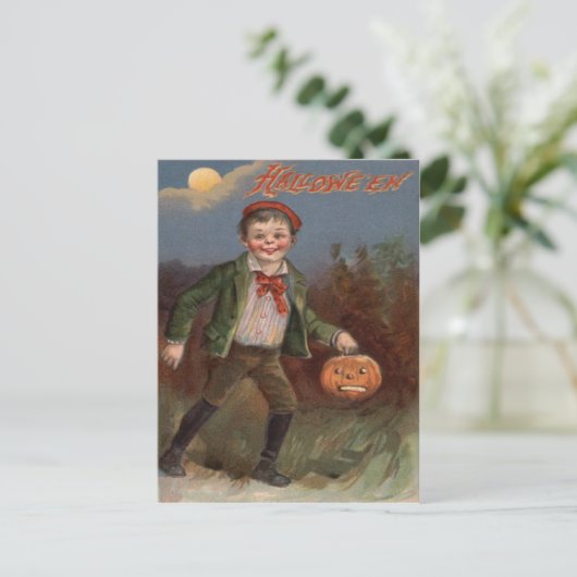 Boy Jack O Lantern Trick or treat Briefkaart (Staand voorkant)