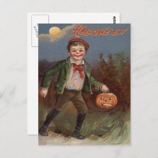 Boy Jack O Lantern Trick or treat Briefkaart (Voorkant / Achterkant)