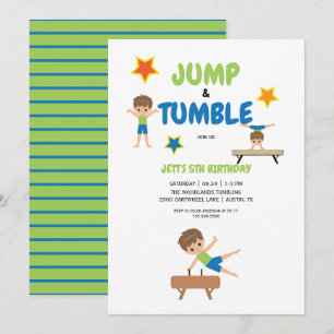 Boy Jump Tumble Gymnastiek Verjaardagsfeest Kaart