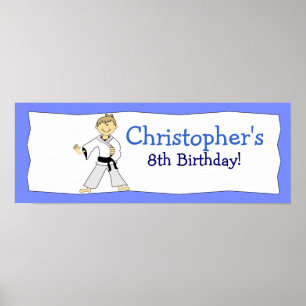 BOY KARATE KUNG FU Personalized Birthday Banner Poster