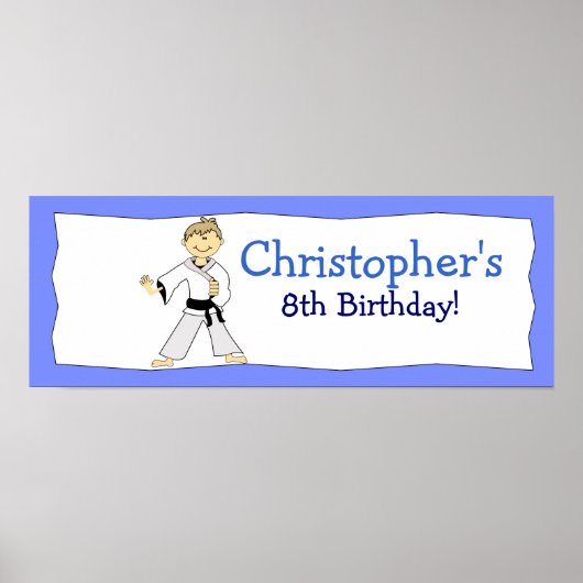 BOY KARATE KUNG FU Personalized Birthday Banner Poster (Voorkant)