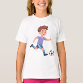 Boy Kicking Soccer Ball – Kids Soccer Art Design T-shirt (Voorkant)