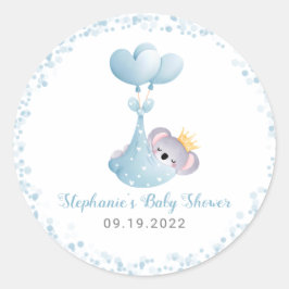Boy Koala Beer Blue Baby shower Ronde Sticker