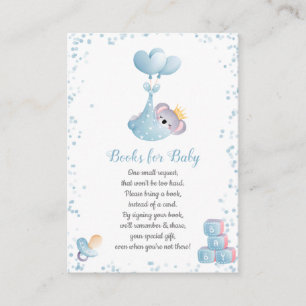 Boy Koala Beer Blue Books voor Baby shower Informatiekaartje