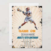 Boy Lacrosse birthday party invitation Kaart (Voorkant / Achterkant)