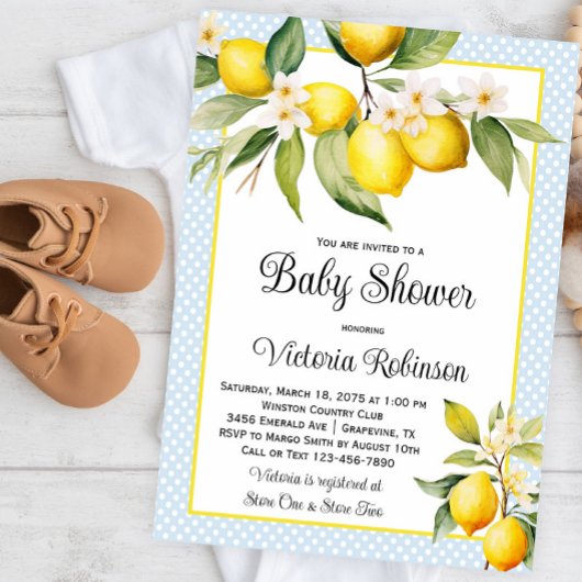 Boy Lemon Baby shower Kaart