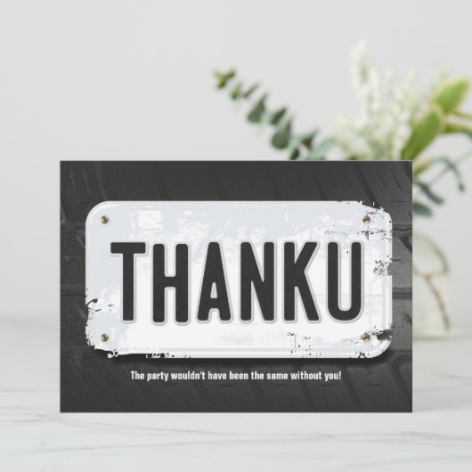 Boy License Bord Dank u wel kaarten (Staand voorkant)