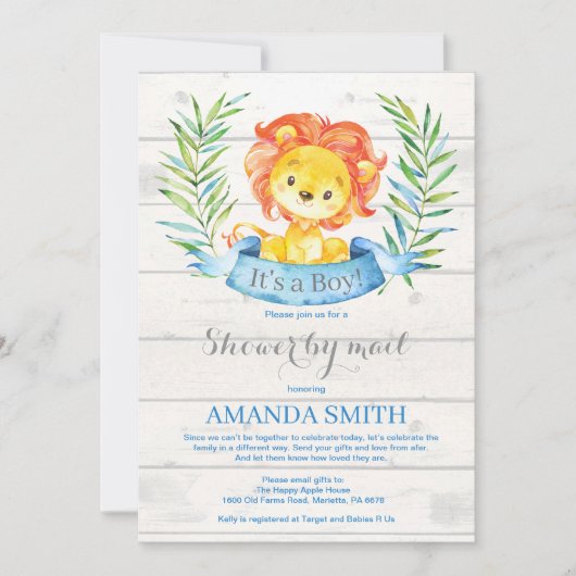 Boy Lion Baby shower door de Uitnodiging van de Po (Voorkant)