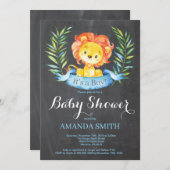 Boy Lion Baby shower Invitation schoolbord Kaart (Voorkant / Achterkant)