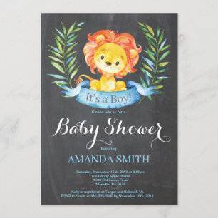 Boy Lion Baby shower Invitation schoolbord Kaart