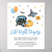 Boy Little Boo Baby shower Late Night Luiers Poster (Voorkant)