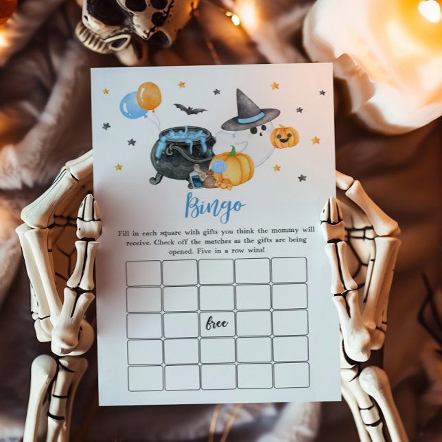 Boy Little Boo Ghost Baby shower Bingo Spel (Ghost Halloween Baby Shower Bingo Game)