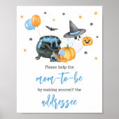 Boy Little Boo Ghost Baby shower Envelope Station Poster (Voorkant)