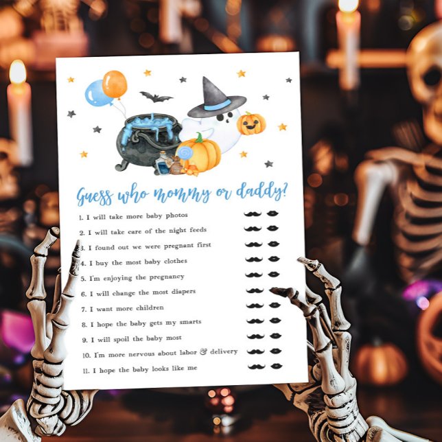 Boy Little Boo Ghost Guess Who Mama of Daddy Game  (Ghost Halloween Baby Shower Guess who Mommy or Daddy Game)