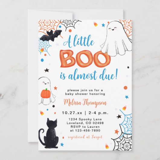 Boy Little Boo Ghost Halloween Baby shower Kaart (Voorkant)