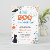 Boy Little Boo Ghost Halloween Baby shower Kaart (Staand voorkant)
