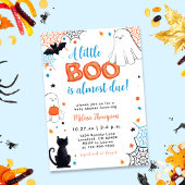 Boy Little Boo Ghost Halloween Baby shower Kaart