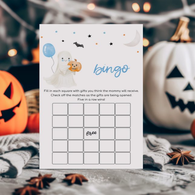 Boy Little Boo Halloween Baby shower Bingo Spel (A Little Boo Baby Shower Bingo Game)